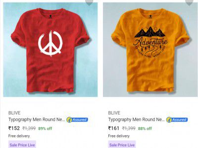 Blive Men's T-shirts @ ₹152