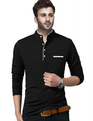 BLIVE Regular fit Solid Mens Henley Neck Full Sleeve Cotton Blend T Shirts