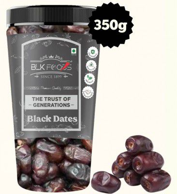 BLK FOODS Premuim Black Dates 350g | Khajoor | Khajur |Handpicked Dates| Soft & Juicy| Dates (350 g)