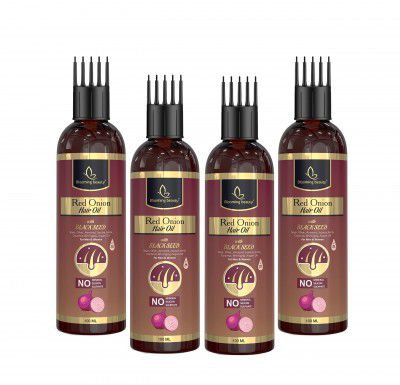 Blooming Beauty Onion Hair Oil for Hair Growth, Anti Dandruff & Red Oninin | Best Hair fall Control oil for baldnes (400ml(100x4Comb Applicator))
