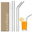 Bloomingdale Reusable Stainless Steel Straw with Cleaning Brush- Long Metal Straws for Drinking, Reusable Set of 5 (2- Bend Pipe, 2- Long Straw, 1-Cleaning Brush), Silver (BSteelStrawsSilver5Pcs)...