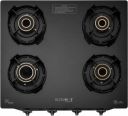 Blowhot Premium Design Emerald Heavy Tornado Brass Burners, 2-Year Warranty, Toughened Glass, Iron Automatic Gas Stove (4 Burners)...