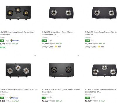 Flipkart : Upto 72% OFF -  Blowhot Gas Stoves | Starts at Rs.3192