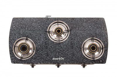 BLOWHOT Heavy Brass 3 Burner Printed Manual Gas Stove