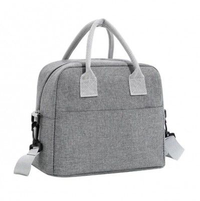 BLUE BEADS Thermal Insulated Travel Lunch Bags Small for Women Work, Student Kids to School Leak-Proof Hot Cold Lunch Bag Reusable Tote Bag with Aluminium Inner Foil (1 Pcs) Grey