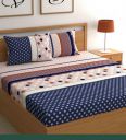 Blue Geometric 180 TC Microfiber Queen Sized Bed Sheets with 2 Pillow Covers...