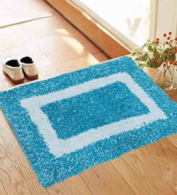 Status Blue Geometric Cotton 15 x 23 Inches Water Absorbent Door Mat