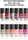 BLUE HEAVEN Bling Nail Paint Colour Mania Set MultiColor (Pack of 12)...