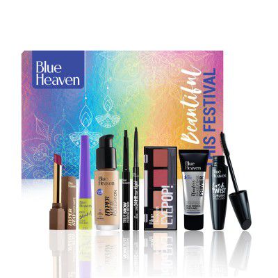 Blue Heaven Festive MakeUp Kit For Women, Medium Tone Combo, 75gm (Pack of 8)