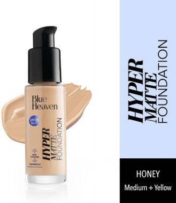 BLUE HEAVEN Hypermatte Foundation- 301 Honey Medium + Yellow, 30 ml Foundation  (301 Honey Medium + Yellow, 30 ml)