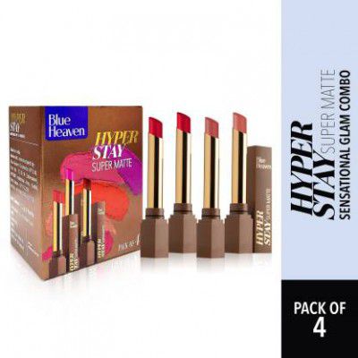 BLUE HEAVEN Hyperstay Supermatte Lipstick Sensational Glam Combo (Sensational Glam, 24 ml)