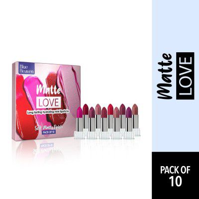 Blue Heaven Matte Love Mini Lipsticks - Pack of 10, Each 13gm