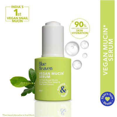 Blue Heaven Vegan Mucin Face Serum Infused with 3% Pant Based Mucin | Moisturizes & Improves Skin Texture | Korean Glass Like Skin Glow Face Serum for Women 20ml