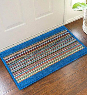 Blue Nylon Geometric Pattern 23x15 Inch AntiSkid Door Mat