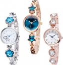 Blue Pearl  Analog Watch - For Girls New Stylish Combo Of 3 Silver and Star Diamond and RoseGold Watch...