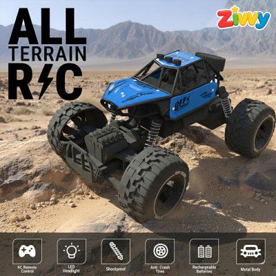 Blue RC Car Rock Crawler Remote Control Car with LED Headlight, Rechargeable Battery High Speed Off Road RC Car, Boys 7-14 Years