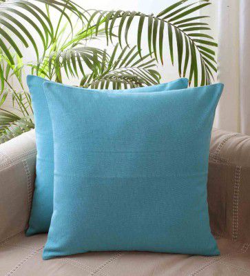 Jamio Firati Blue Solid Cotton 16 x 16 Inches Cushion Covers (Set of 2)