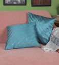 Blue Striped Polyester 16 x 16 Inches Cushion Covers (Set of 2)...