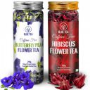 BLUE TEA - Combo Pack, Blue Tea Butterfly Pea Flower Tea (25g) and Hibiscus Flower Tea (50 g) ll FARM PACKED ll Caffeine Free Herbal Tea - Non Toxic - GMO-Free | Recyclable Food Grade PET Jar...