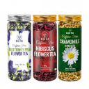 BLUE TEA- IMMUNITY TEA GIFT COMBO | 3 in 1 Combo | Butterfly Pea Flower Tea 25g, Hibiscus Tea 50g, Chamomile Tea 30g | 105g | Caffeine Free Herbal Tea Gift | Flower Tea Gift...