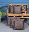Blue Traditional Poly Cotton 16 x 16 Inches Cushion Covers (Set of 5)...