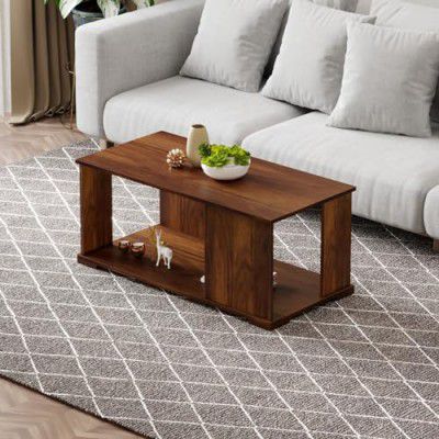 BLUEWUD Noel Engineered Wood Coffee Center Sofa Tea/Teapoy Console Table with Inner Storage (Brown Maple)