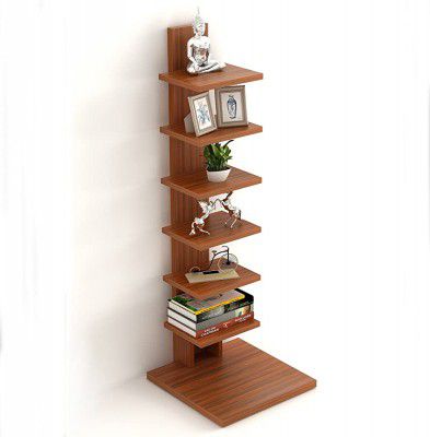 BLUEWUD Osvil Engineered Wood Floor Standing Book Shelf Rack, Display Rack (Walnut)