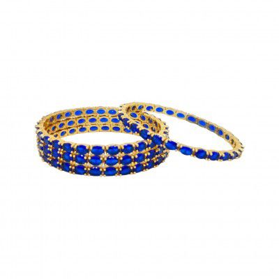 Blulune American Diamond Brass Made Gold Plated Bangles For Girls and Women