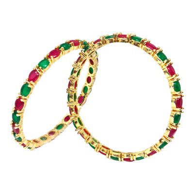 Blulune Brass and American Diamond Bangle Set for Women & Girls