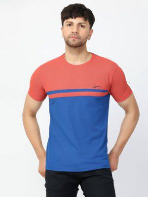 Blushh Collection  Men Colorblock Round Neck Cotton Blend Red T-Shirt
