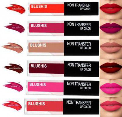 BLUSHIS Super stay matte ink bold lip color liquid lipstick combo pack of 6 peice  (multicolour, 16 ml)