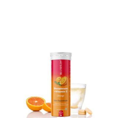 Blushlin®?Glutathione Tablets 500mg with Vitamin C | GlutaGlow - 3 Effervescent Tablets | Antioxidants for a Clear and Glowing Complexion | Orange Flavour (Pack of 1)