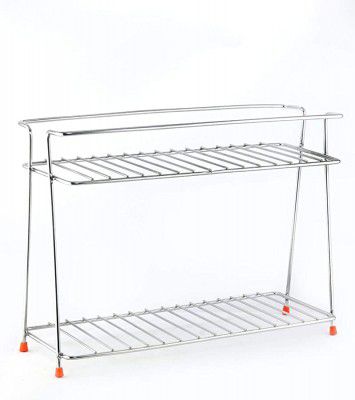 BMS LIFESTYLE Stainless Steel Spice 2-Tier Trolley Container Organizer Organiser/Basket for Boxes/Bathroom Organiser/Utensils Dishes Plates for Home