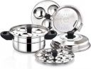 BMS Lifestyle Stainless Steel Steamer Pot (2 Idli Plates|1 Mini Idli Plate|1 Dhokla Plate) Induction & Standard Idli Maker  (4 Plates , 6 Idlis )...