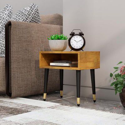 Bniture Bed Side Table with 1 Drawer, Nightstand, Metal Legs, Bedside Table (Giant Wood)