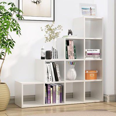 Bniture Book Shelf for Home Engineered Wood Bookshelf Multipurpose Study Room Home Decor Storage Rack Showcase Organizer (3.4 x 3.4 Feet) (Frosty White)