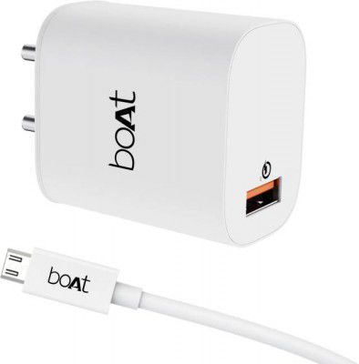 boAt 18 W Quick Charge 3 A Mobile Charger with Detachable Cable (White, Cable Included)