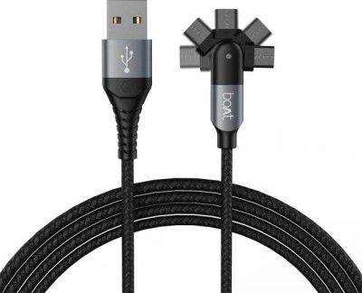 boAt 2-in-1 Cable 3 A 1.5 m Micro-Axis (Compatible with Mobile, Laptop, Tablet, Black, Grey)