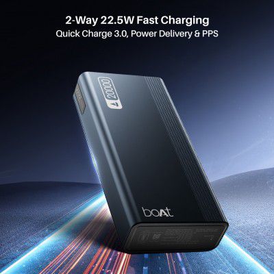 boAt 20000 mAh 22.5 W Compact Power Bank (Midnight Blue, Lithium-ion, Fast Charging