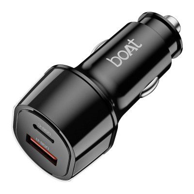 Boat 55W Car Charger with Dual Port USB-A and USB-C; Supports QC, PD & PPS Advanced Charging Protocols