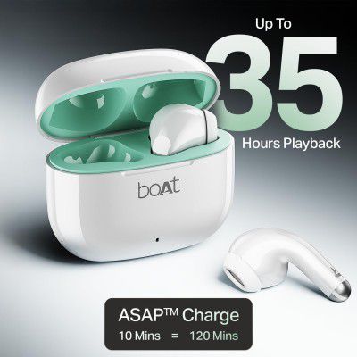 boAt Airdopes 101v2, 35H Battery, ENx Tech, 13mm Drivers, ASAP Charge (Smoke White)