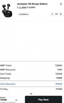 boAt Airdopes 118 Wrogn Edition Earbuds