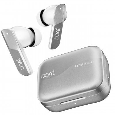 Boat Airdopes 800, Dolby Audio, Adaptive EQ by Mimi, 4Mics AI ENx, App Support, Fast Charge (Interstellar White)