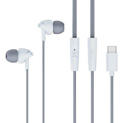 Boat Bassheads 300C Wired Earphones,Type-C Jack, 10mm Drivers,(Cool Grey)