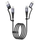 boAt FlexiCharge 400 Charging Cable w/ 4-in-1 Connectivity- USB-A, Type-C, & Lightning Ports, 60W/3A PD Fast Charging,480Mbps Data Sync,2 Swappable Heads,Silicon Cable Tie(Carbon Black)...