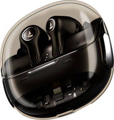 boAt Nirvana Crystl, Transparent Case,360 Spatial Audio, ANC(~32dB), 100Hrs Battery Bluetooth  (Quantum Black, True Wireless)