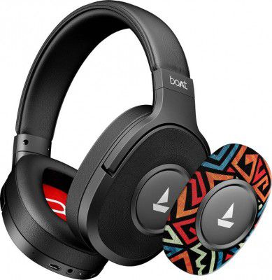 boAt Rockerz Plus 550, Customizable Earcups, 100H Battery, Dual Pair, Noise Isolation Bluetooth  (Black Psyche, On the Ear)