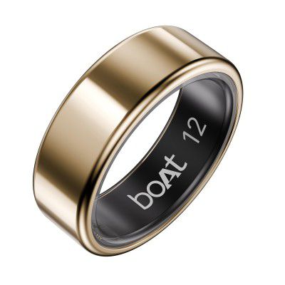 Boat SmartRing Active Plus, Auto HR, Sleep, SpO2, Stress & Skin Temperature Monitor, Stainless-Steel Build, 5 ATM, Weighs Only 5 gm, Portable Charging Case, smart Ring for Men (12, Rose Gold)