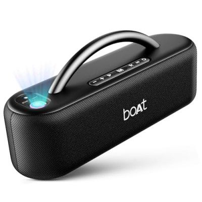 boAt Stone Lumos 60W Bluetooth Speaker w/ 7 LED Projection Modes, Hearables App Support, Dual EQs, Up to 9hrs of Playtime, BT v5.3