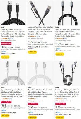 Amazon : Upto 84% Off On Boat Cable | Starts at Rs 149